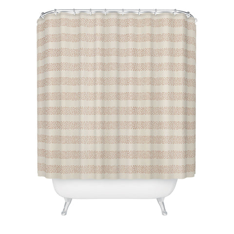 Little Arrow Design Co stippled stripes cream orange Shower Curtain