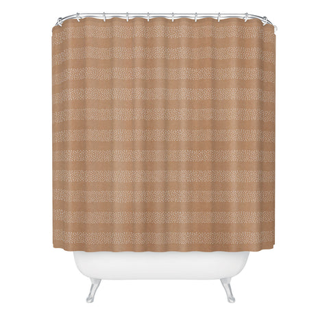 Little Arrow Design Co stippled stripes golden brown Shower Curtain