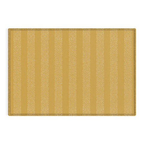 Little Arrow Design Co stippled stripes mustard Outdoor Rug