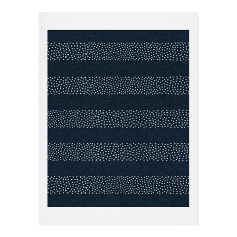 Little Arrow Design Co stippled stripes navy blue Art Print