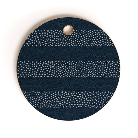 Little Arrow Design Co stippled stripes navy blue Cutting Board Round