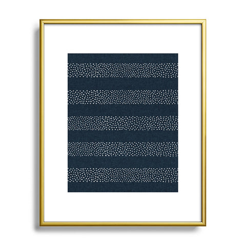 Little Arrow Design Co stippled stripes navy blue Metal Framed Art Print
