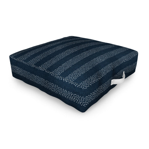 Little Arrow Design Co stippled stripes navy blue Outdoor Floor Cushion