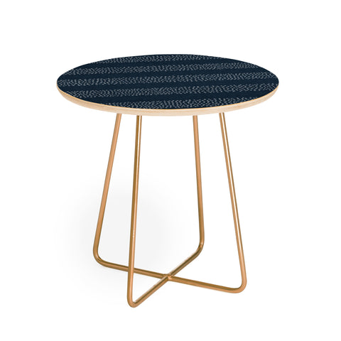 Little Arrow Design Co stippled stripes navy blue Round Side Table
