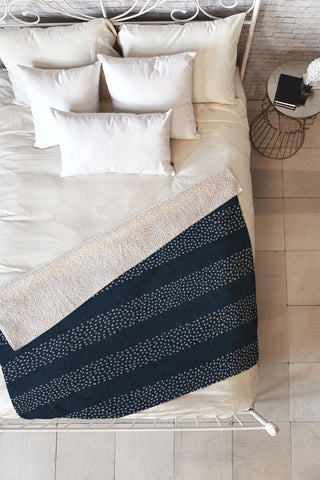 Little Arrow Design Co stippled stripes navy blue Fleece Throw Blanket