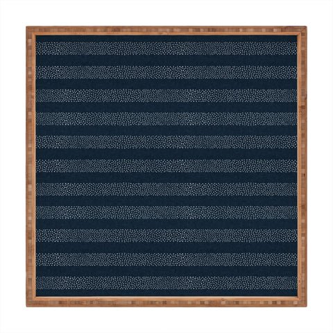 Little Arrow Design Co stippled stripes navy blue Square Tray