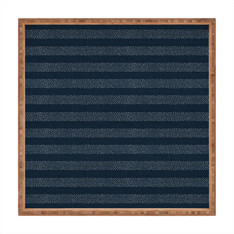 Little Arrow Design Co stippled stripes navy blue Square Tray