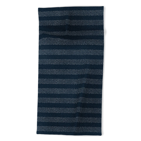 Little Arrow Design Co stippled stripes navy blue Beach Towel