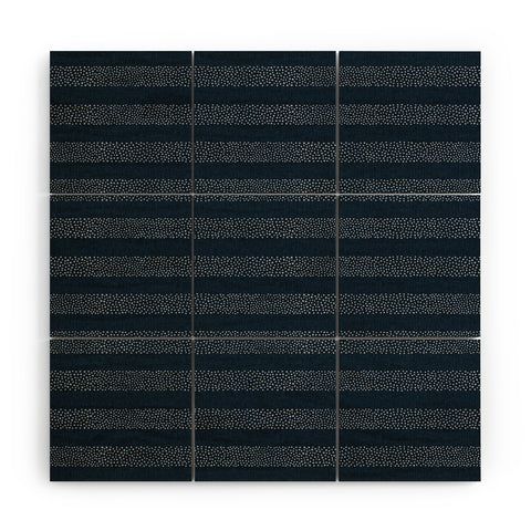 Little Arrow Design Co stippled stripes navy blue Wood Wall Mural