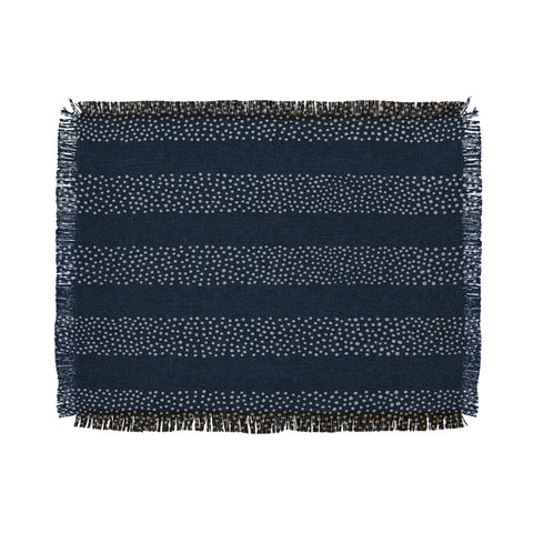 Little Arrow Design Co stippled stripes navy blue Throw Blanket