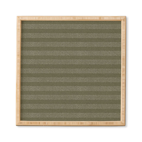 Little Arrow Design Co stippled stripes olive green Framed Wall Art