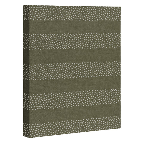 Little Arrow Design Co stippled stripes olive green Art Canvas