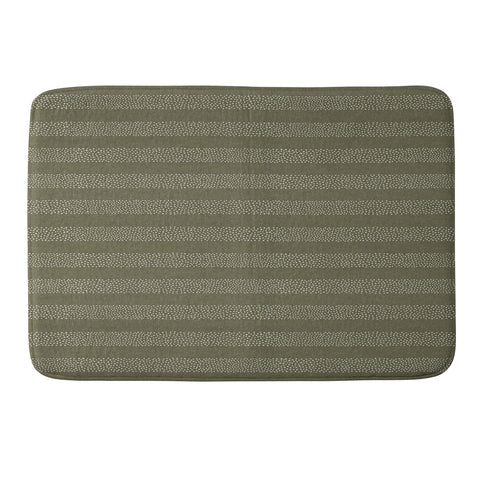 Little Arrow Design Co stippled stripes olive green Memory Foam Bath Mat