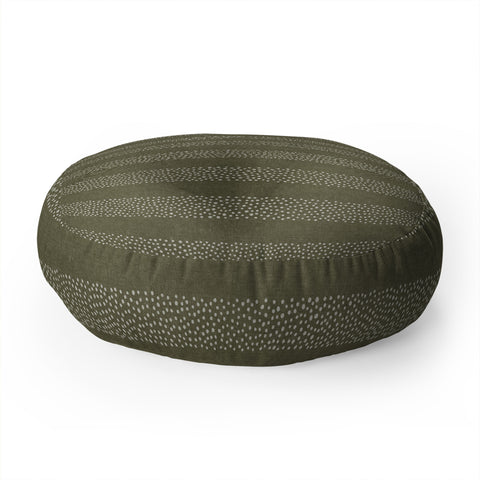 Little Arrow Design Co stippled stripes olive green Floor Pillow Round