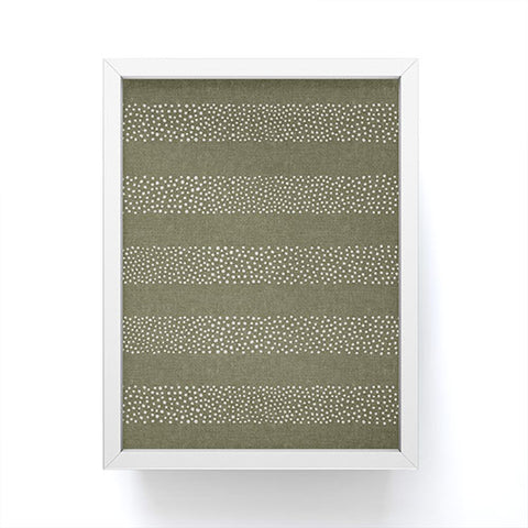 Little Arrow Design Co stippled stripes olive green Framed Mini Art Print