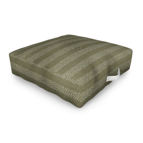 Little Arrow Design Co stippled stripes olive green Outdoor Floor Cushion