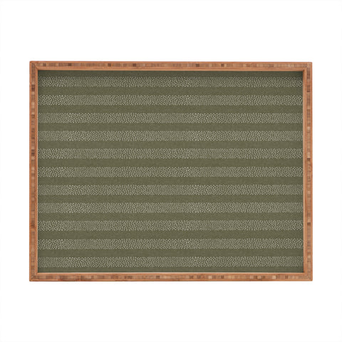Little Arrow Design Co stippled stripes olive green Rectangular Tray