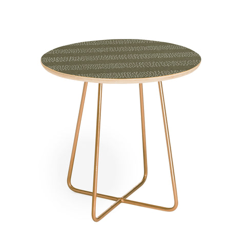 Little Arrow Design Co stippled stripes olive green Round Side Table