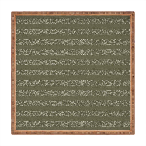 Little Arrow Design Co stippled stripes olive green Square Tray