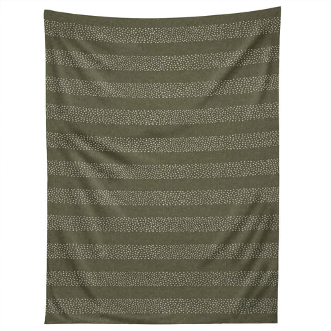 Little Arrow Design Co stippled stripes olive green Tapestry