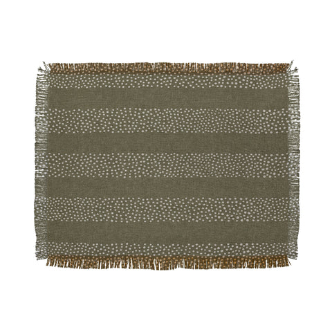 Little Arrow Design Co stippled stripes olive green Throw Blanket