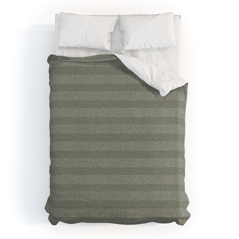 Little Arrow Design Co stippled stripes sage Duvet Cover