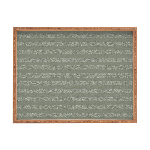 Little Arrow Design Co stippled stripes sage Rectangular Tray