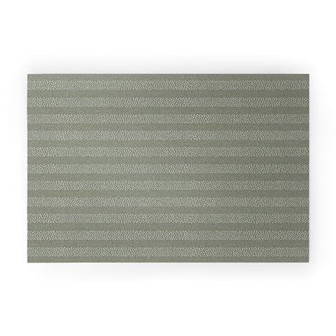 Little Arrow Design Co stippled stripes sage Welcome Mat