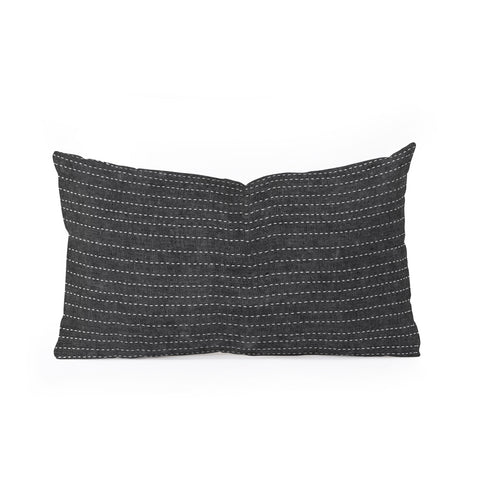 Little Arrow Design Co stitched stripes charcoal Oblong Throw Pillow
