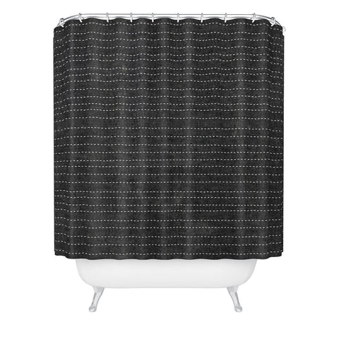 Little Arrow Design Co stitched stripes charcoal Shower Curtain