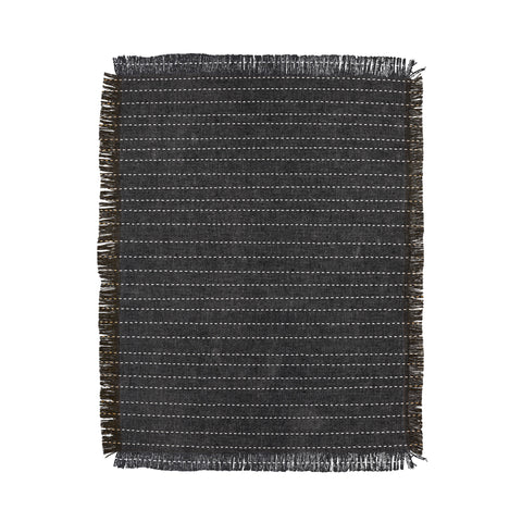 Little Arrow Design Co stitched stripes charcoal Throw Blanket