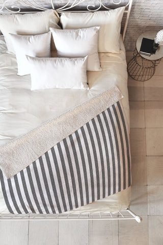Little Arrow Design Co Stripes in Grey Fleece Throw Blanket