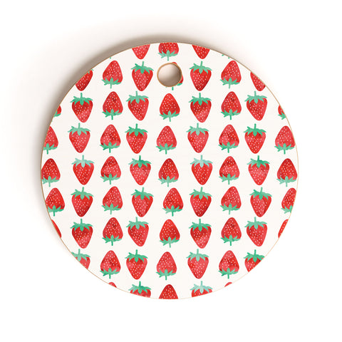 Little Arrow Design Co summer strawberries Cutting Board Round