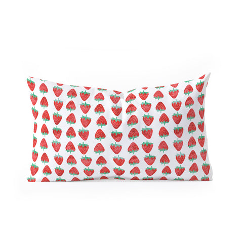 Little Arrow Design Co summer strawberries Oblong Throw Pillow