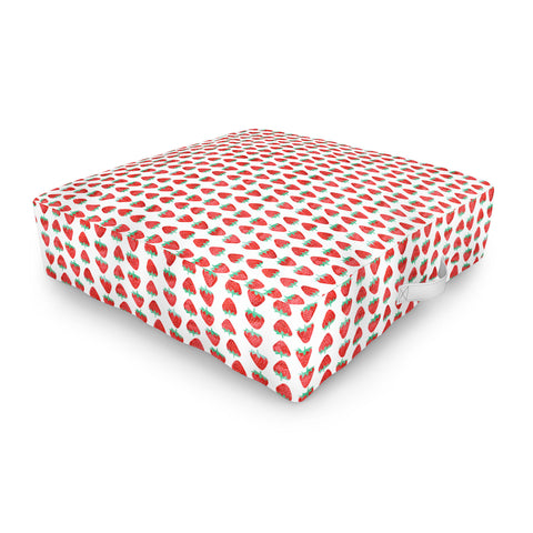 Little Arrow Design Co summer strawberries Outdoor Floor Cushion