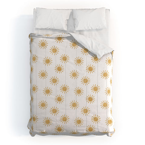 Little Arrow Design Co Suns golden on white Comforter