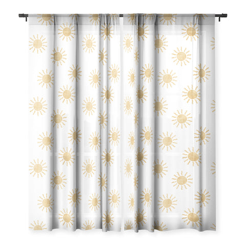 Little Arrow Design Co Suns golden on white Sheer Window Curtain