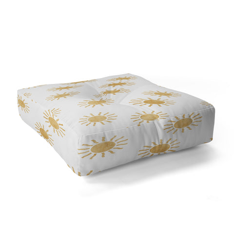 Little Arrow Design Co Suns golden on white Floor Pillow Square