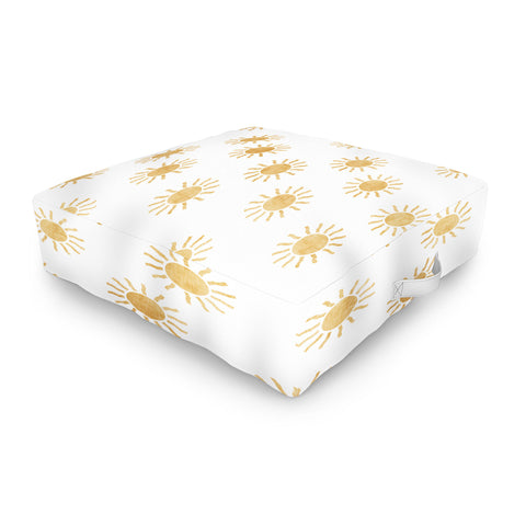 Little Arrow Design Co Suns golden on white Outdoor Floor Cushion