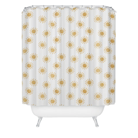 Little Arrow Design Co Suns golden on white Shower Curtain