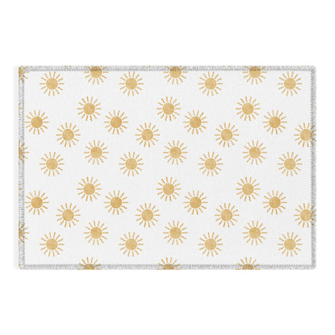 Little Arrow Design Co Suns golden on white Outdoor Rug
