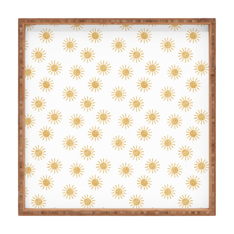 Little Arrow Design Co Suns golden on white Square Tray