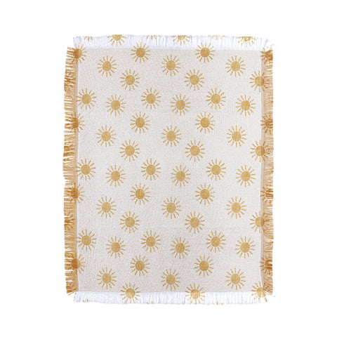 Little Arrow Design Co Suns golden on white Throw Blanket