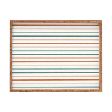 Little Arrow Design Co sunset stripes in terra cotta Rectangular Tray