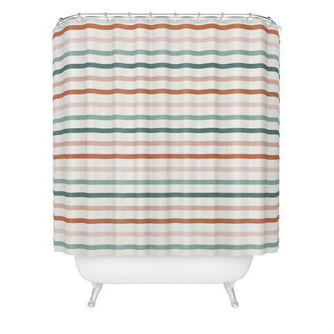 Little Arrow Design Co sunset stripes in terra cotta Shower Curtain