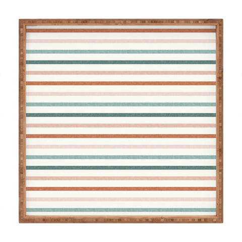 Little Arrow Design Co sunset stripes in terra cotta Square Tray