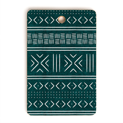 Little Arrow Design Co teal mudcloth tribal Cutting Board Rectangle