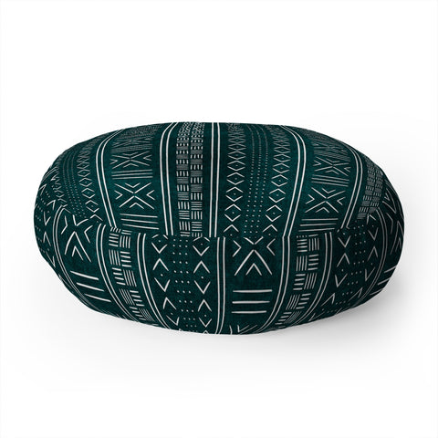 Little Arrow Design Co teal mudcloth tribal Floor Pillow Round