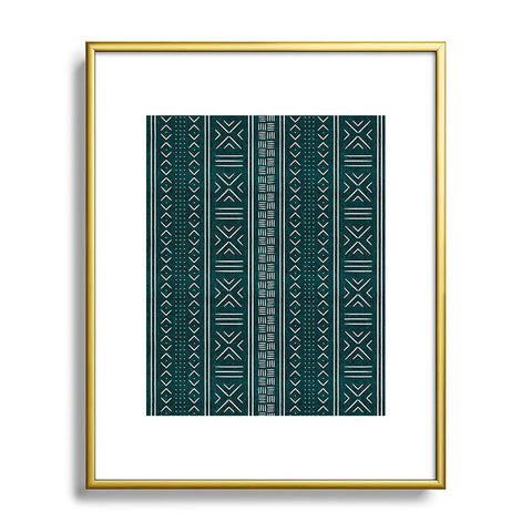 Little Arrow Design Co teal mudcloth tribal Metal Framed Art Print
