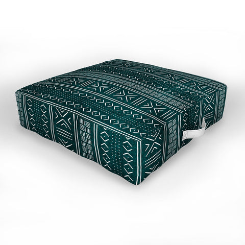 Little Arrow Design Co teal mudcloth tribal Outdoor Floor Cushion